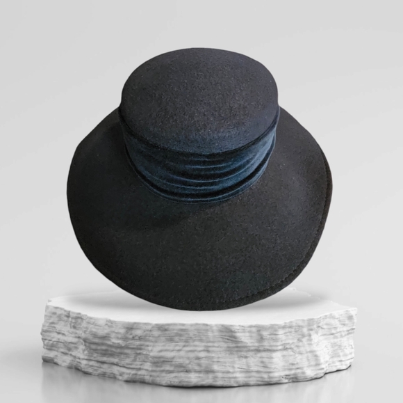 Vintage Burberrys Classic 100% Wool Hat Fedora Black One Size - Picture 5 of 15